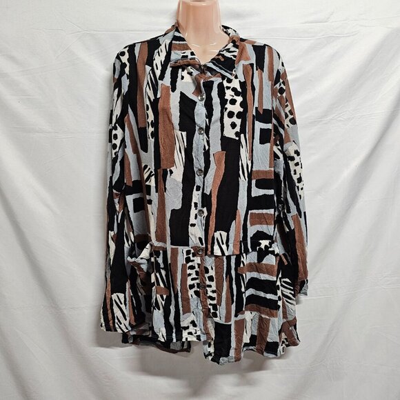 Chalet et ceci Button Up Asymmetric Top Shirt Women Size L - Picture 3 of 15
